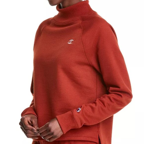 Champion Athletic Powerblend Mock Neck Logo Long Sleeve Pullover Sweatshirt M - Picture 1 of 13